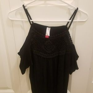 Black crochet cold shoulder top